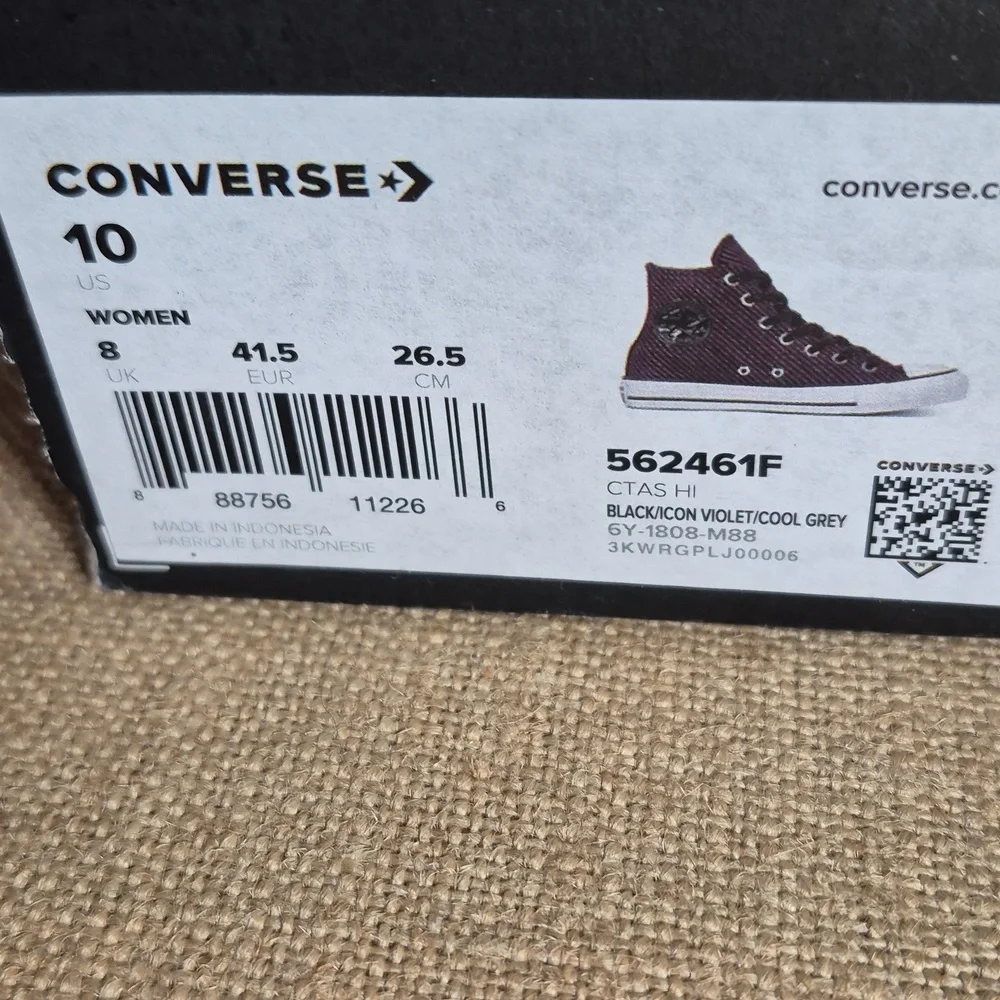 Converse Chuck Taylor All Star HI •Womens 10•Black-Icon Violet-Cool Grey - Picture 10 of 10
